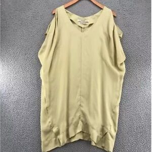 All Saints Green Boxy Mini Dress Slit Sleeve